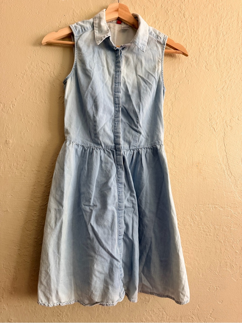 H&M Light Blue Sleeveless Denim Midi Dress